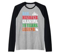 Dad Husband Grandpa 79th Birthday Biker Legend 79 Years Old Raglan Baseball Tee