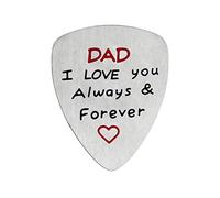 Dad I Love You Forever And Always Stainless Steel Guitar Pick Gift for Daddy Papa Father