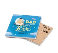 Dad I love You To The Moon And Back, Best Dad Gift From Son Or Daughter, Tableware, Coffee, Tea, Drink Coaster. (Square Ceramic Coaster)