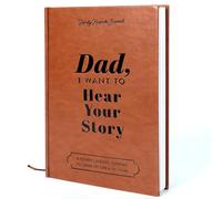 Dad, I Want to Hear Your Story, Portable Dad Journal Book Leather Wrapped Hardback Black Gold Foil Lettering School Supplies for a Father’s Guided Journal to Share His Life & His Love