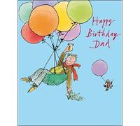 Dad Illustrated Birthday Card from The Quentin Blake Range - Balloons, Look Up to You - for Him - by Woodmansterne