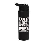 Dad is My Name Lion Dance is My Game Chinese New Year Stainless Steel Insulated Water Bottle