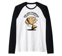 Dad Joke Champion Thophy Silhouete Retro Trophy Mascot Raglan Baseball Tee