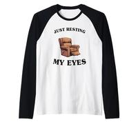 Dad Joke Funny Men Just Resting My Eyes Armchair Raglan Baseball Tee