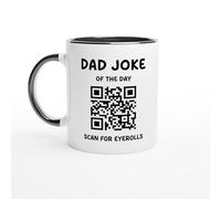 Dad Joke of the Day QR Code Coffee Mug, White and Blue, Funny Father Day Gift,Daily Dad Joke Mug | Funny Father's Day, Birthdays Best Daddy Ever QR Code Cup from Son Daughter (Black)