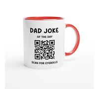 Dad Joke of the Day QR Code Coffee Mug, White and Blue, Funny Father Day Gift,Daily Dad Joke Mug | Funny Father's Day, Birthdays Best Daddy Ever QR Code Cup from Son Daughter (red)