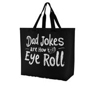 Dad Jokes Are How Eye Roll Novelty Women's Shoulder Tote Bag Shopping Bags Reusable Lightweight Grocery Handbags Travel Storage Pouch