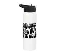 Dad Jokes are How I Roll - Fathers Day - Dads Funny Puns Stainless Steel Insulated Water Bottle