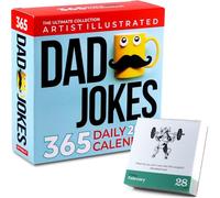 Dad Jokes Desk Calendar 2025 - 365 Daily Jokes Calendar with Artist Illustrations & Puzzles - Unique Gift for Dad and Kids, Desk or Wall, Page A Day, White Elephant Gifts, Dad Gifts, Gifts for Men,