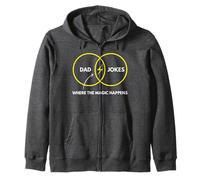 Dad Jokes Where the Magic Happens Funny Father Venn Diagram Zip Hoodie
