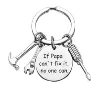 Dad Keychain - Engraved Mini Repair Tool Key Ring | If Dad Cant Fix It Nobody Can Quote | Dad's Tools Keychains - Hammer, Screwdriver, Wrench Keyring for Fathers Day