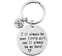 Dad Keychain Gift -I'll Always Be Your Little Girl,You'll Always Be My Hero | Heartfelt Dad keyring from daughter,Perfect for Father's Day or birthdays,Christmas Anniversary Valentine's Mother's Day