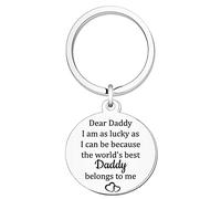 Dad Keyring from Son,Daughter Daddy Gifts I Am As Lucky As I Can Be,Because The World's Best Mummy Belongs to Me fathers Day Christmas Birthday Presents men Keychain