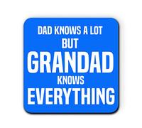 Dad Knows A Lot But Grandad Knows Everything Coaster Funny Fathers Day Gift Kitchen Single Coasters for Coffee Mug Tea Cup Beer Gifts for Grandads Birthday Christmas