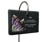 Dad - Lavender & Bees Memorial Plaque - In our hearts you will always stay. Loved & remembered every day. - Outdoor Ground Stake - Slate Landscape Rectangle - In Memory Of