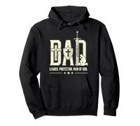 Dad Leader Protector Man Of God Christian Father Religion Pullover Hoodie