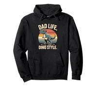 Dad Life Dino Style Retro T Rex Fatherhood Pullover Hoodie