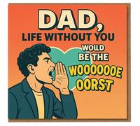 Dad, Life Without You Would Be the WOOOOOORST - Funny Father's Day Card for Dad, Retro Comic Style