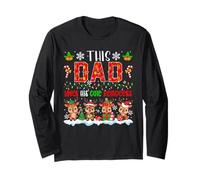 Dad Loves His Cute Reindeers Xmas Group Santa Reindeers Long Sleeve T-Shirt