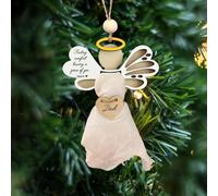 Dad Memorial Angel Wood Ornament, Custom Remembrance Keepsake with Loved One’s Piece of Clothing Fabric, Sympathy Gift for Loss of Father, Car Charm, Christmas Tree Hanging Decoration, Grief Gift Idea