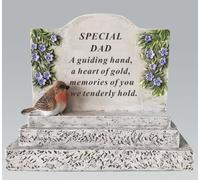 Dad Memorial Graveside Robin Plaque Remembrance Ornament Grave Tribute 16cm
