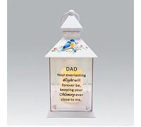 Dad Memorial Light Up Lantern - Bird Floral Candle Graveside Memory Remembrance