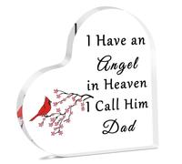 Dad Memorial Plaque Sympathy Gifts for Loss of Father In Memory of Father Plaque Acrylic Heart Keepsake Bereavement Condolences Grief Gifts for for Daughter Son Funeral Remembrance Heart Shaped Plaque