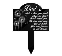 Dad Memorial Stake Markers for Cemetery Grave Sympathy Acrylic Dandelions Plaque for Outdoors Yard Garden Decoration You Are Forever in Our Heart