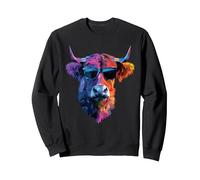 Dad Mom Cow Cool Sunglasses - Belted Galloway Cattle Sweatshirt, Adult Unisex, Black, Medium