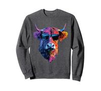 Dad Mom Cow Cool Sunglasses - Belted Galloway Cattle Sweatshirt, Adult Unisex, Dark Heather Grey, Medium