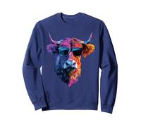 Dad Mom Cow Cool Sunglasses - Belted Galloway Cattle Sweatshirt, Adult Unisex, Navy Blue, Medium
