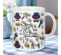Dad Mug, Best Dad Mug, Personalised Fathers Day Mug with Kids Names, 3D Fist Bump Best Dad Ever Mug, Dad Coffee Mug, Fathers Day Funny Mug Gifts for Dad Papa Husband Grandpa