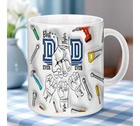 Dad Mug, Best Dad Mug, Personalised Fathers Day Mug with Kids Names, 3D Fist Bump Best Dad Ever Mug, Dad Coffee Mug, Fathers Day Funny Mug Gifts for Dad Papa Husband Grandpa