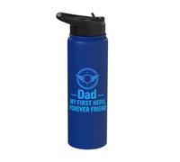 Dad My First Hero Forever Friend Quote Design Stainless Steel Insulated Water Bottle