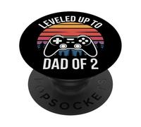 Dad Of 2 Leveled Up Gamer Life For Fathers Who Game PopSockets Adhesive PopGrip