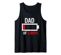 Dad of 3 Boys Funny Mens Low Energy Battery Daddy Sons Kids Tank Top