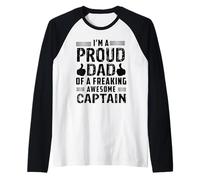 Dad of A Freaking Awesome Captain Sailor Sailing Sailboat Raglan Baseball Tee