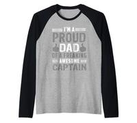 Dad of A Freaking Awesome Captain Sailor Sailing Sailboat Raglan Baseball Tee