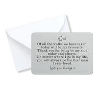 Dad Of All The Walks Wedding Father Of The Bride Sentimental Poem Silver Metal Wallet Card (With Black Gift Box)