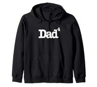 Dad of Four Children (Dad Quadrupled) White Print Funny Zip Hoodie