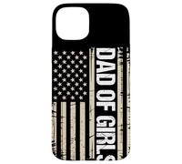 Dad Of Girls Outnumbered Distressed US Flag Fatherhood Case for iPhone 15 Plus