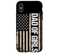Dad Of Girls Outnumbered Distressed US Flag Fatherhood Case for iPhone X/XS