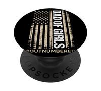 Dad Of Girls Outnumbered Distressed US Flag Fatherhood PopSockets Adhesive PopGrip