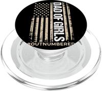 Dad Of Girls Outnumbered Distressed US Flag Fatherhood PopSockets PopGrip for MagSafe