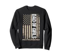 Dad Of Girls Outnumbered Distressed US Flag Fatherhood Sweatshirt