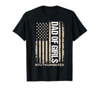 Dad of Girls Outnumbered Distressed US Flag Fatherhood T-Shirt
