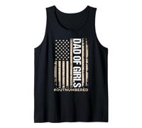 Dad of Girls Outnumbered Distressed US Flag Fatherhood Tank Top
