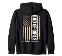 Dad Of Girls Outnumbered Distressed US Flag Fatherhood Zip Hoodie