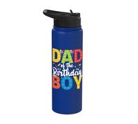 Dad of The Birthday Boy Block Building Brick Builder Kids Stainless Steel Insulated Water Bottle