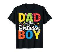 Dad Of The Birthday Boy Block Building Brick Builder Kids T-Shirt